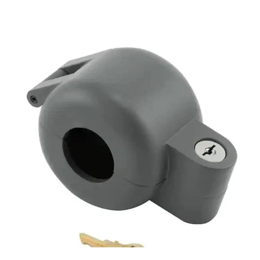 Door Knob Lock-Out Device w Key Diecast Metal Gray Safety Vacation Security New
